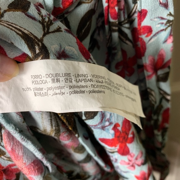 Zara | Floral Button Front Half Bell Sleeve Midi Dress - Large - Picture 9 of 11